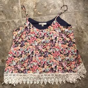 Floral flowy junior tank top